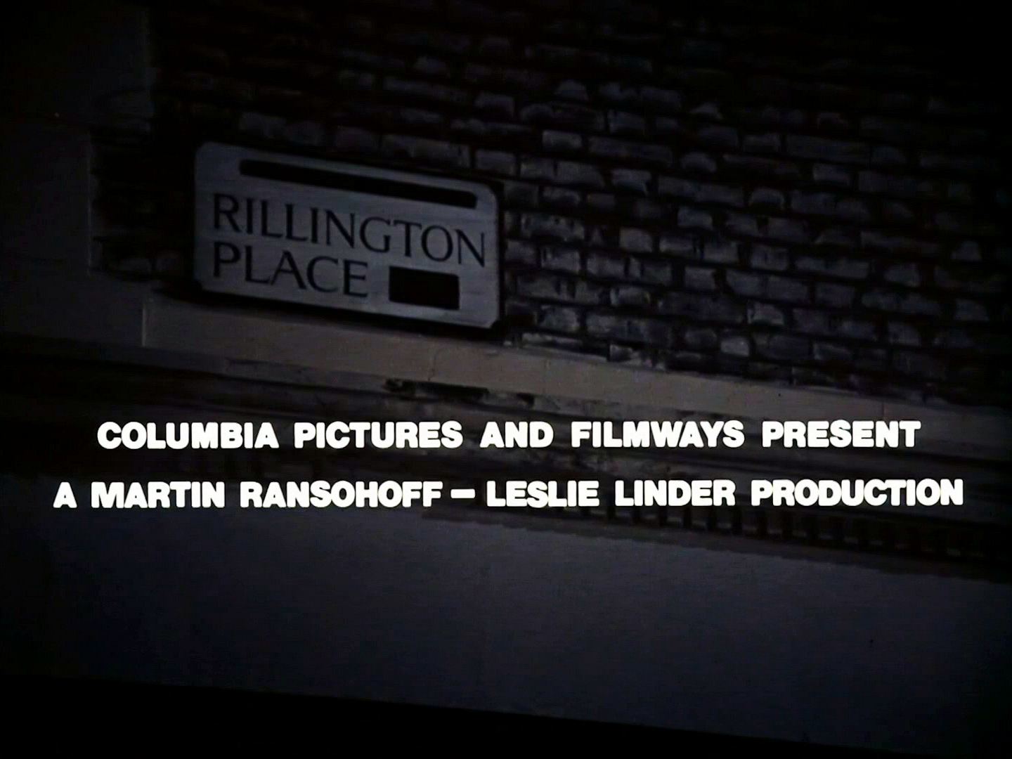 Main title from 10 Rillington Place (1971) (2). Columbia Pictures and Filmways present a Martin Ransohoff – Leslie Linder production