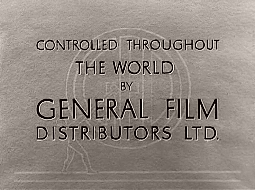 Main title from The Arsenal Stadium Mystery (1939) (11).  Controlled throughout the world by General Film Distributors Ltd