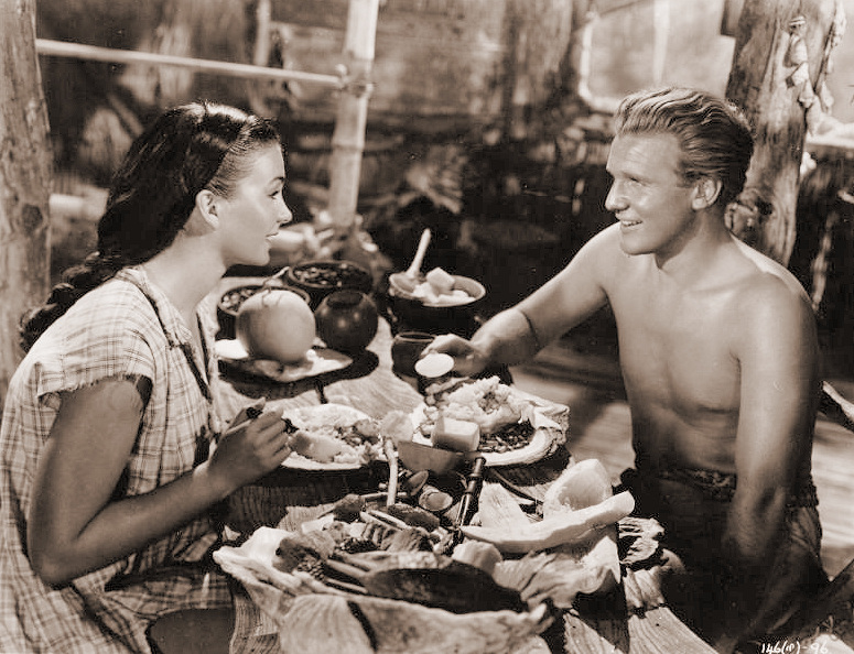 Jean Simmons (as Emmeline Foster) and Donald Houston (as Michael Reynolds) in a photograph from The Blue Lagoon (1949) (5)