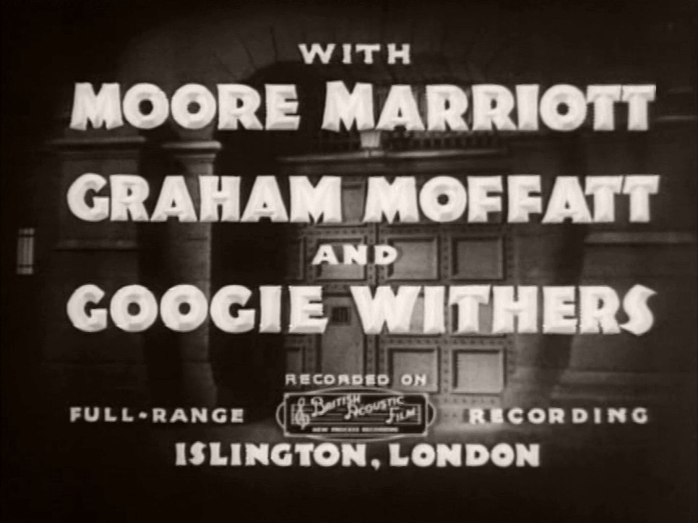 Main title from Convict 99 (1938) (3).  With Moore Marriott Graham Moffatt and Googie Withers.  Recorded on British Acoustic Film full-range  recording, Islington, London