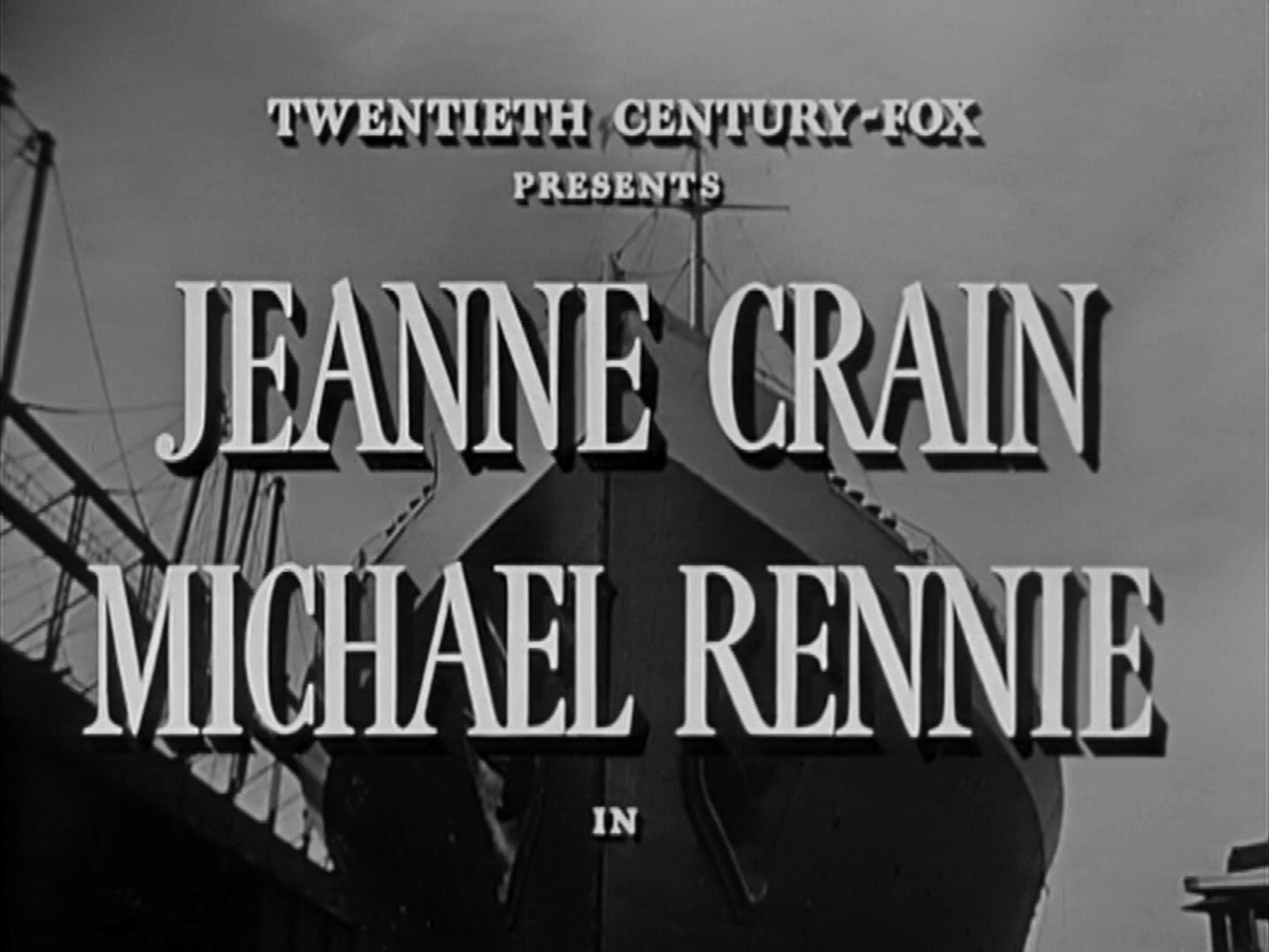 Main title from Dangerous Crossing (1953) (2). Jeanne Crain, Michael Rennie in