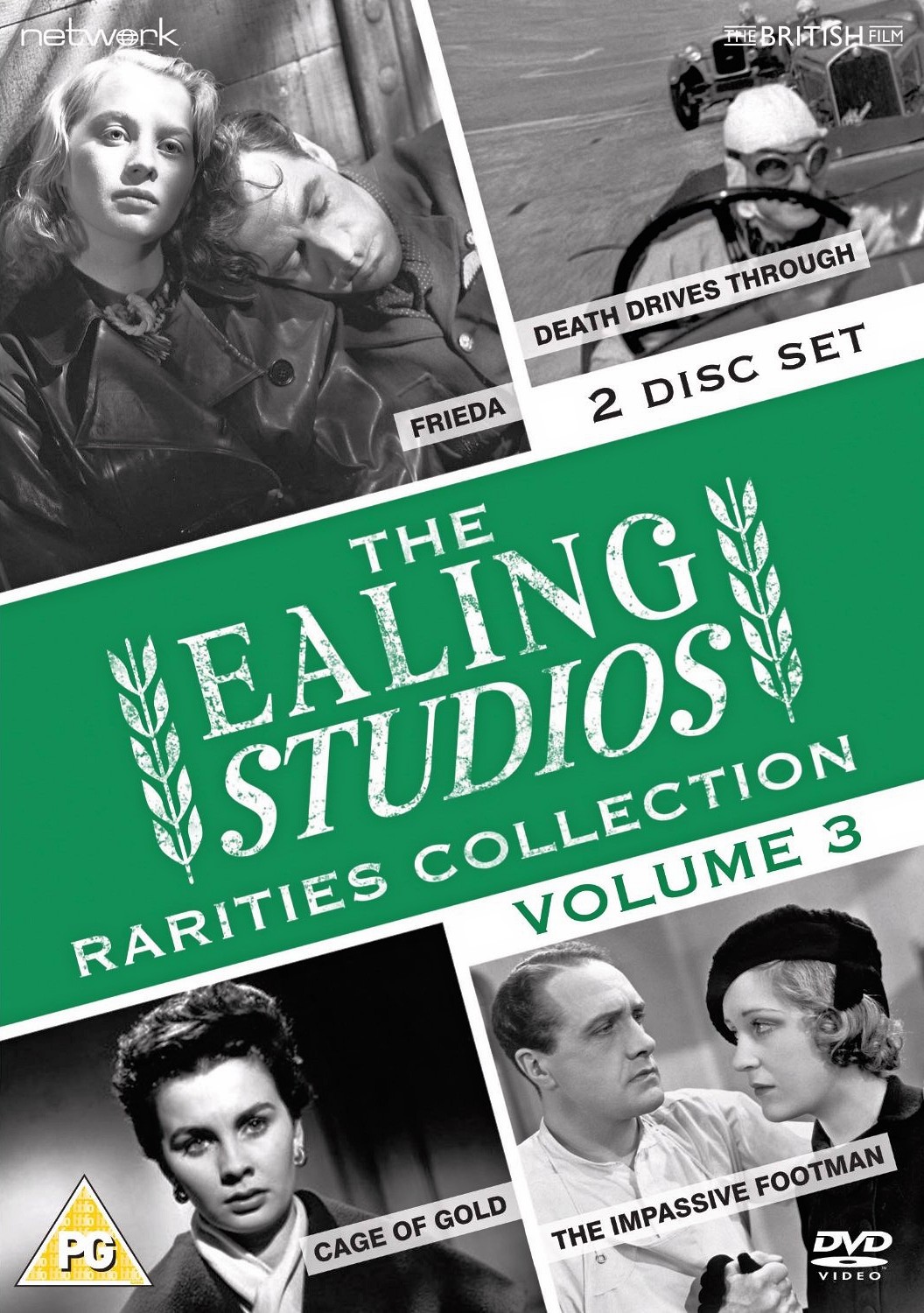 The Ealing Studios Rarities Collection DVD – Volume 3 from Network as part of the British Film collection. Features Cage of Gold, Death Drives Through, The Impassive Footman, Frieda