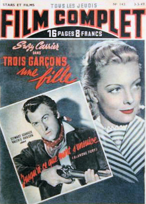 Film Complet magazine with Stewart Granger in Blanche Fury.  3rd March, 1949, issue number 143.  (French).  Also features Suzy Carrier