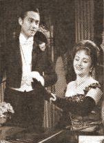 Michael Denison and Margaret Lockwood (as Mrs Cheveley) in a photograph from An Ideal Husband (1965) (2)