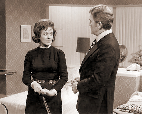 Margaret Lockwood (as Harriet Peterson) and John Stone (as Dr Ian Moody) in a photograph from Justice (1971-74) (2)