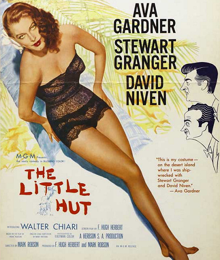 Ava Gardner (as Lady Susan Ashlow) in a poster for The Little Hut (1957) (1)