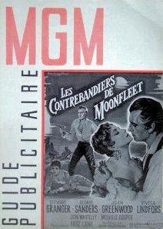 MGM Guide Publicitaire magazine with Stewart Granger and  Joan Greenwood in Moonfleet.  (French).  Les Contrebandiers de Moonfleet.