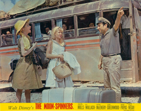 Joan Greenwood (as Aunt Frances Ferris) and Hayley Mills (as Nikky Ferris) in a lobby card from The Moon-Spinners (1964) (10)