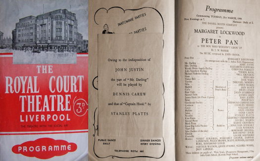 Programme from Peter Pan at the Royal Court Theatre, Liverpool
