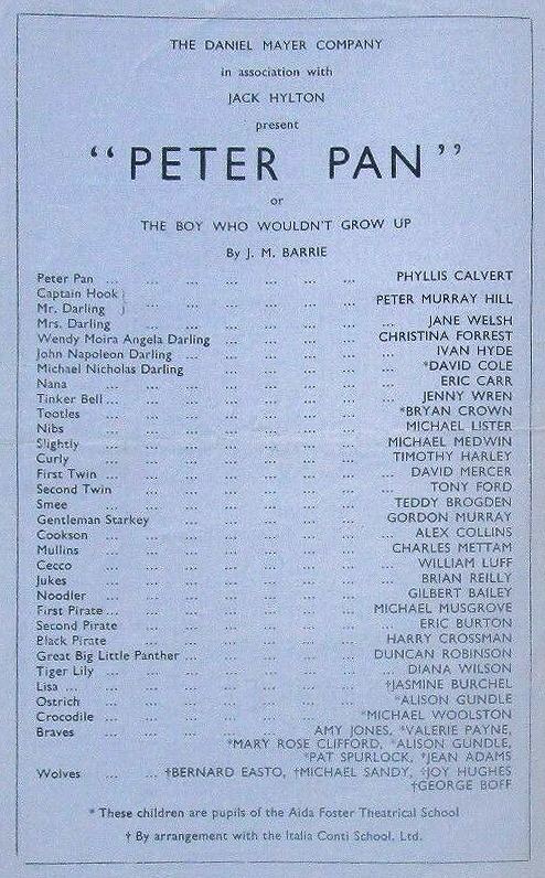 Programme from the Scala Theatre, 1947 production of Peter Pan (2)