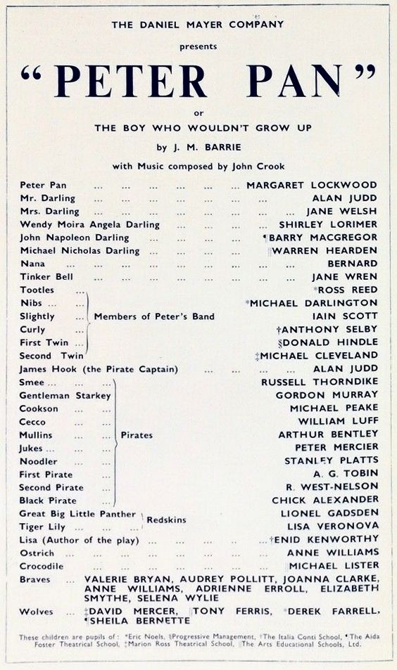 Programme from the Scala Theatre, 1950 production of Peter Pan (2)
