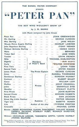 Programme from the Scala Theatre, 1951 production of Peter Pan (2)