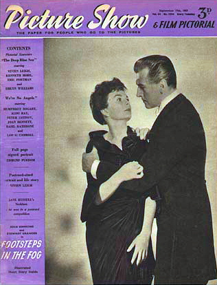 Picture Show magazine with Jean Simmons and  Stewart Granger in Footsteps in the Fog.  September, 1955.