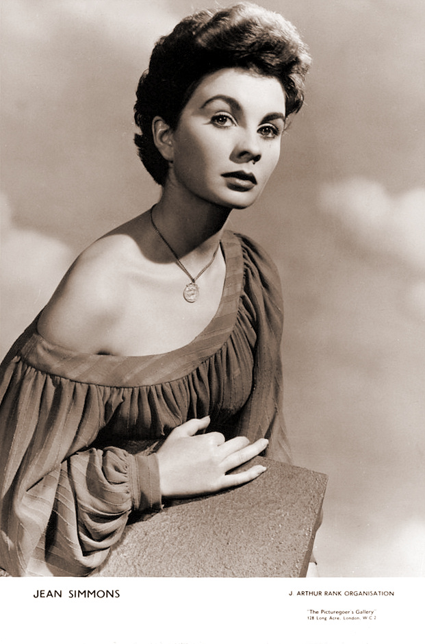 A card of Jean Simmons in the Picturegoers Gallery series from the J. Arthur Rank Organisation