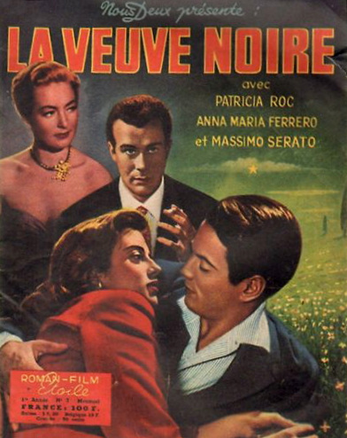 Roman Film magazine with Patricia Roc and  Massimo Serato in The Widow.  (French).  La Veuve Noire.