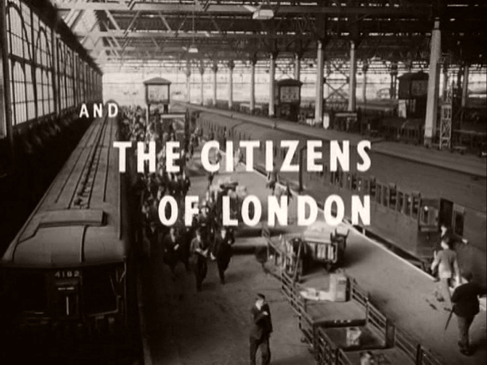 Main title from Seven Days to Noon (1950) (11).  And the citizens of London