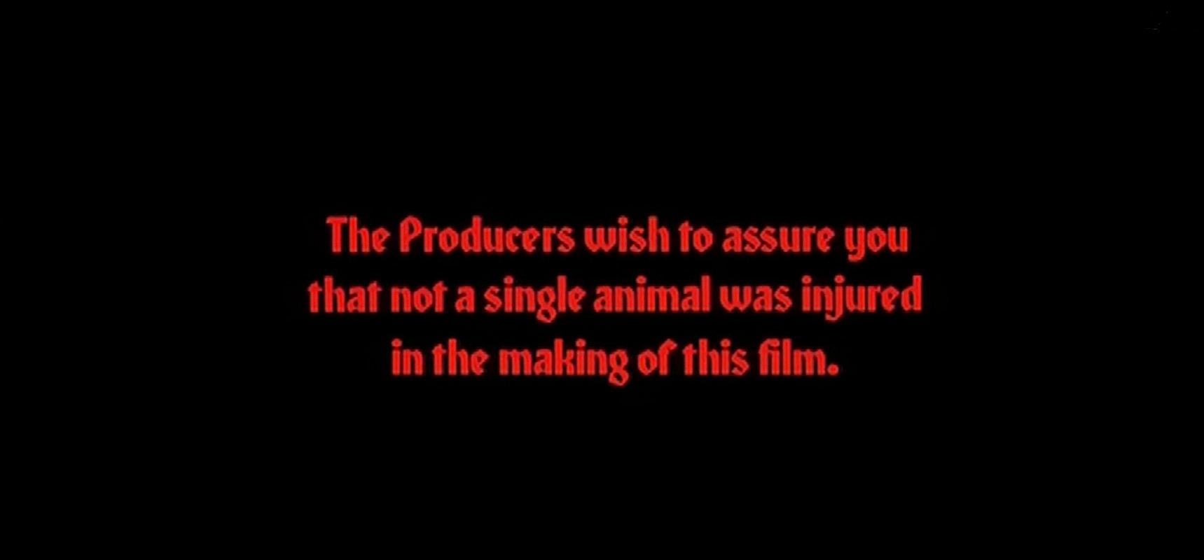Main title from Shout at the Devil (1976) (2). The Producers wish to assure you that not a single animal was injured in the making of this film