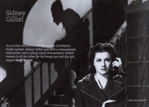 Margaret Lockwood as Anna Bomasch in Night Train to Munich (1940) in the BFI’s promotional booklet for its 2008 Sidney Gilliat season.  Page reads: ‘As a writer and director in the heyday of Britain’s studio system Sidney Gilliat was both a consummate entertainer and a sharp social commentator.  British cinema is all the richer for his beady eye and dry wit argues Geoff Brown.’