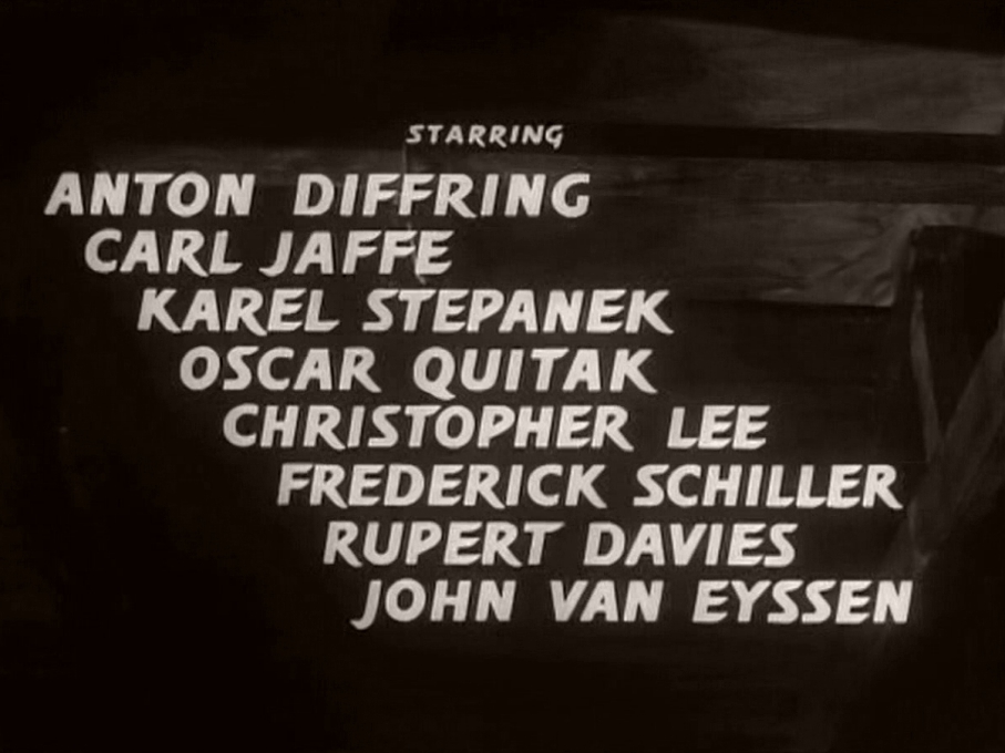 Main title from The Traitor (1957) (4).  Starring Anton Diffring Carl Jaffe, Karel Stepanek, Oscar Quitak, Christopher Lee, Frederick Schiller, Rupert Davies, John Ban Eyssen