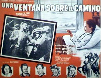 Mexican lobby card from Trouble in the Glen (1954) (2)