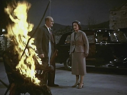 Margaret Lockwood (as Marissa Menzies) in a screenshot from Trouble in the Glen (1954) (1)