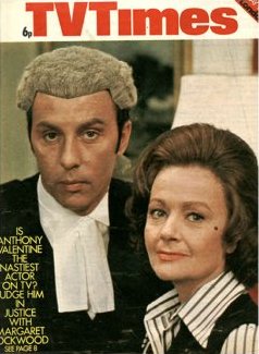 TV Times magazine with Anthony Valentine and  Margaret Lockwood  in Justice.  18th May, 1974.  Is Anthony Valentine the nastiest actor on TV?  Judge him in Justice with Margaret Lockwood.