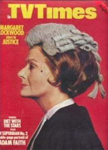 TV Times magazine with Margaret Lockwood in Justice.  9th October, 1971.